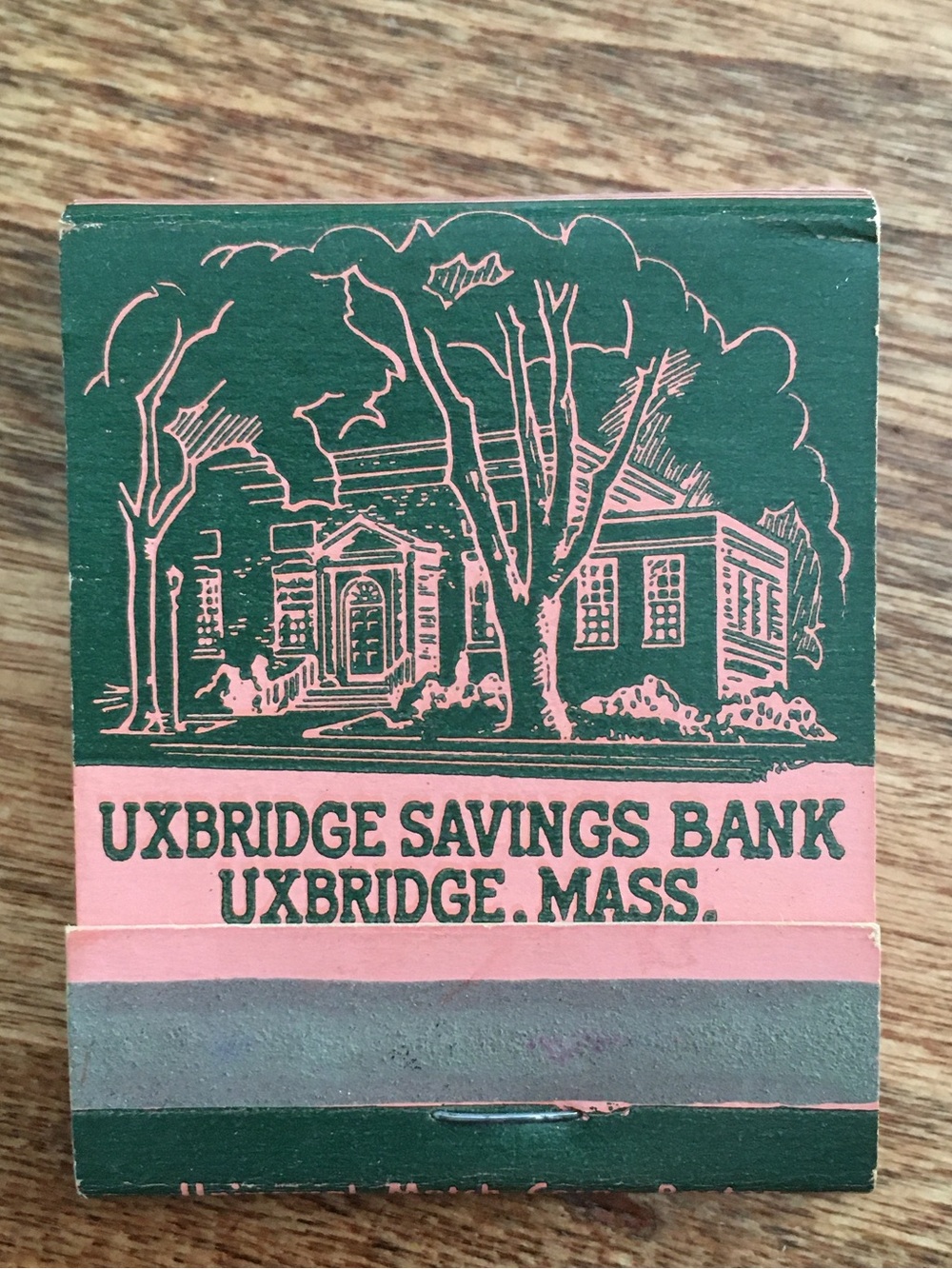 Vintage Uxbridge Savings Bank Matchbook Matches Massachusetts UNUSED Collectible
